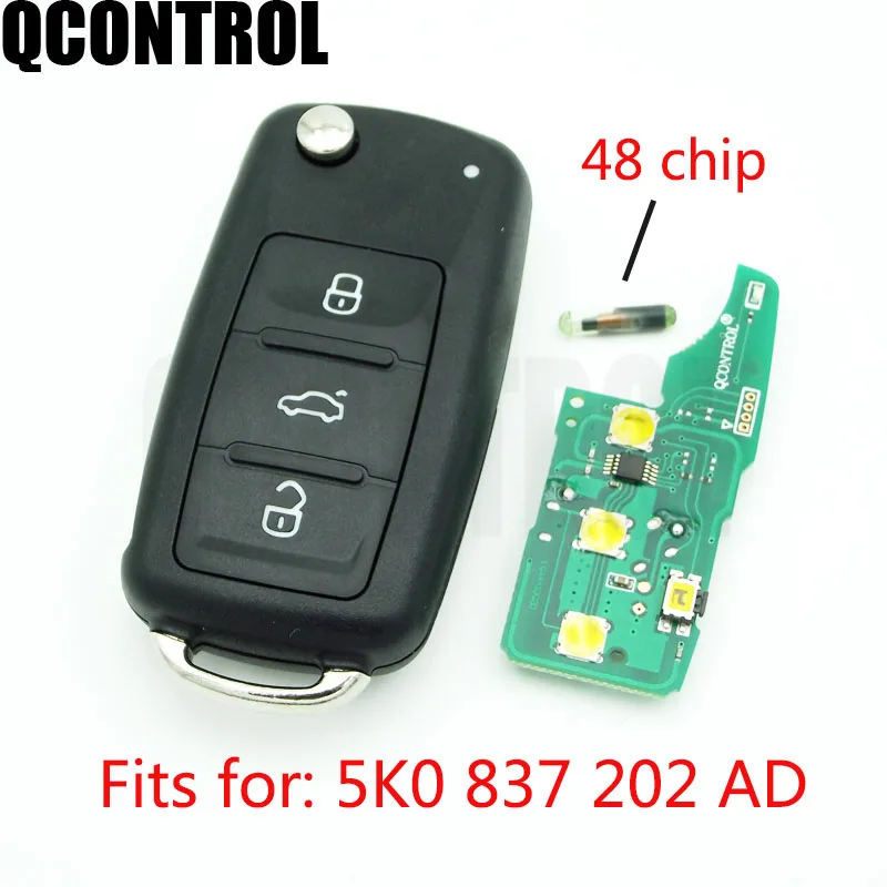 Chave remota do carro de QCONTROL para 5K0837202Q para VW/VolksWagen Beetle/Caddy/Eos/Golf/Jetta/Polo/Scirocco/Tiguan/Touran/UP 2009-2014