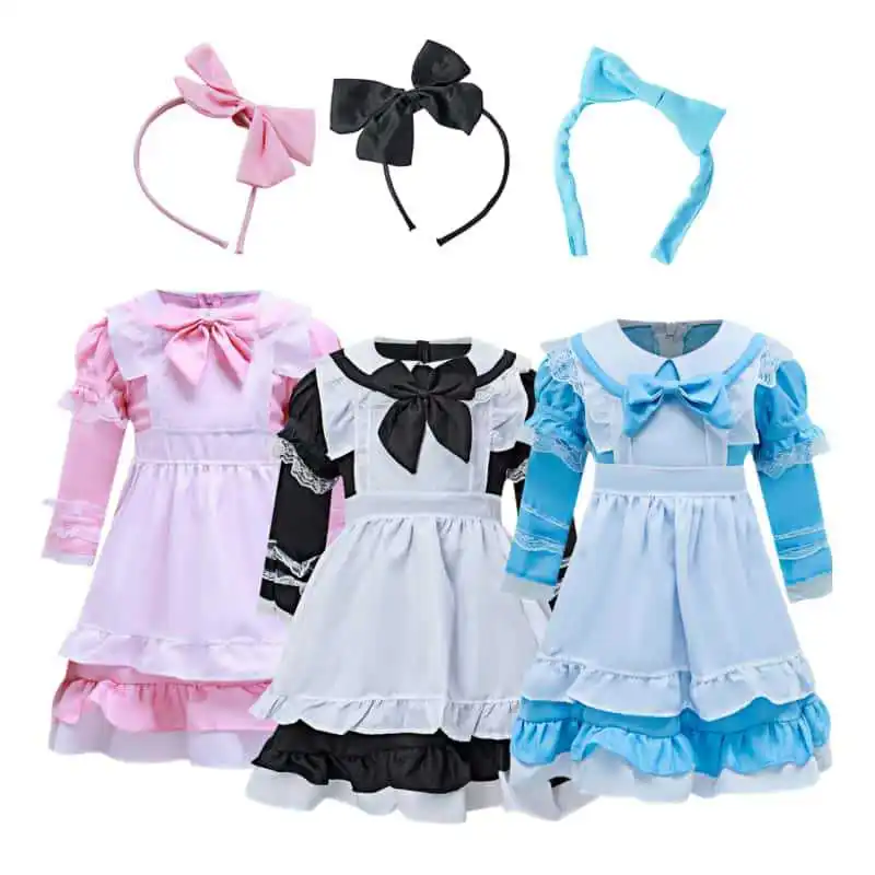

Princess Costume Maid Uniform Halloween Stage Performance Fairy Tale Dreamland Blue Girl's Dress Traditional Chinese Ethnic Wear