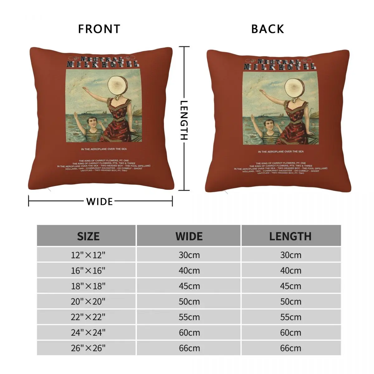 Neutral Milk Hotel In The Aeroplane Over The Sea Square Pillowcase Pillow Cover Cushion Comfort Throw Pillow for Home Bedroom