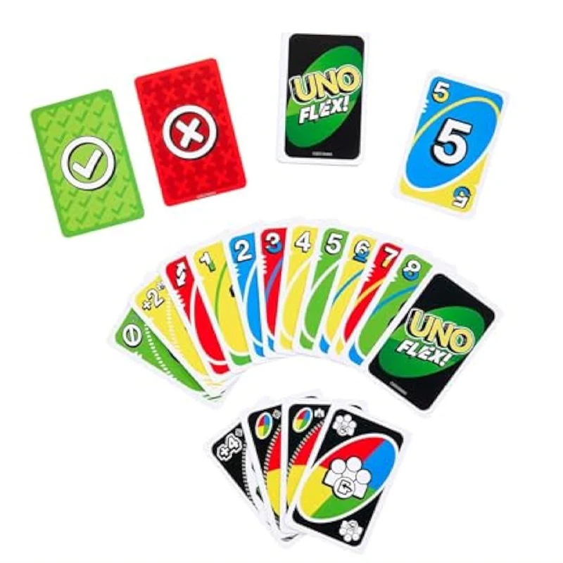 Mattel Games UNO's nieuwe Flex Card Game, een leuk spel voor volwassen gezinnen en feestspelavonden, 2 tot 6 spelers, wordt geleverd met opbergtas