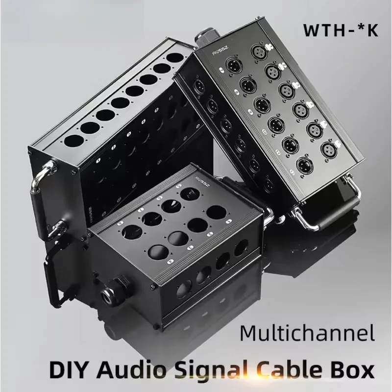 

Multi-channel Blank Alloy Cable Box 4-way 8/12/16-channel For Stage Audio XLR Male and Female Cable Signal Connection Box