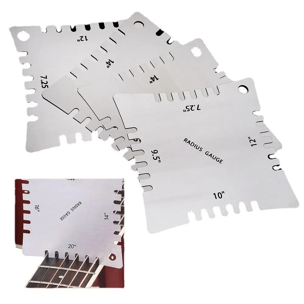 

4Pcs Stainless Steel Guitar Notched Radius Gauges Luthier Tool Guitar Accessories Guitar Fret Radius Ruler