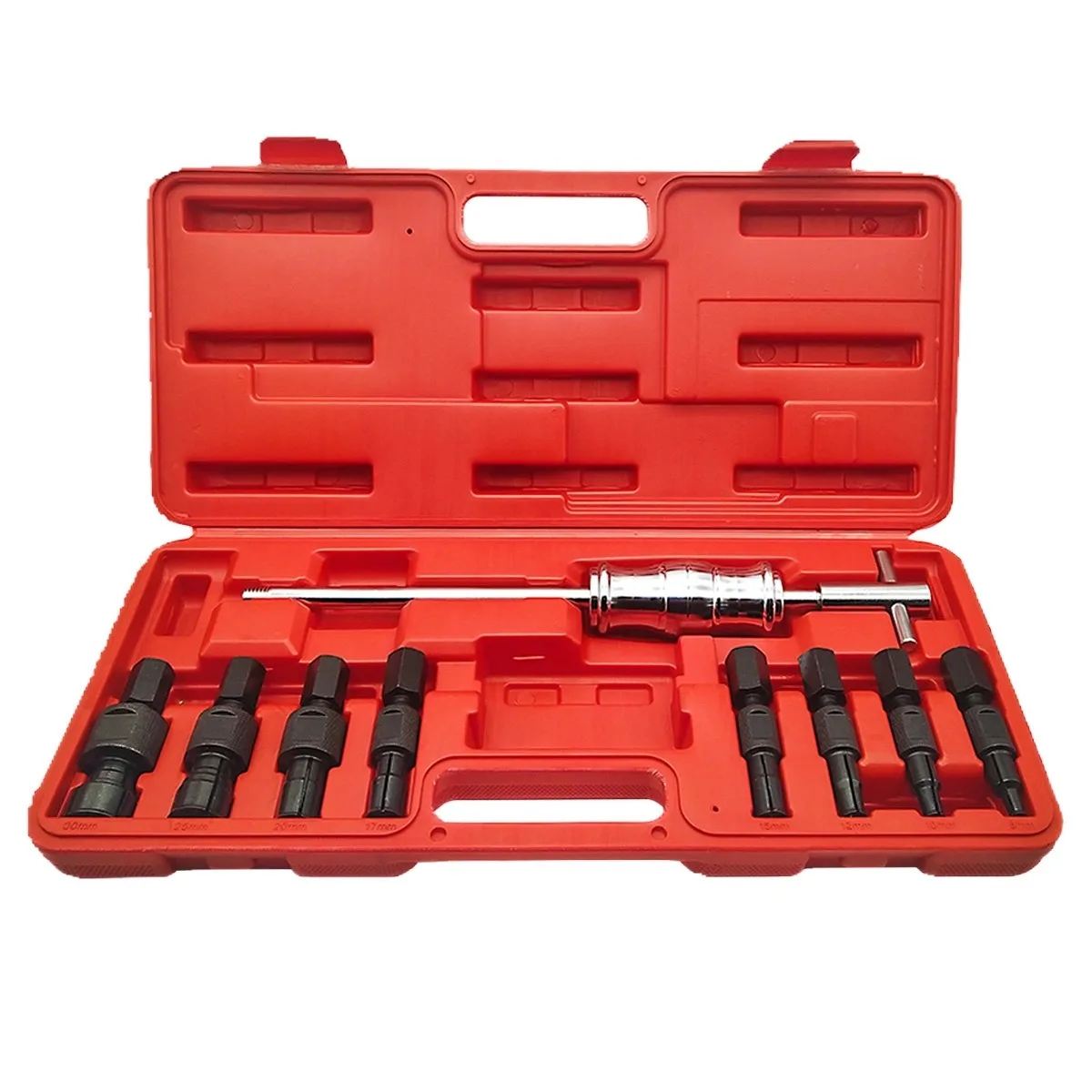 Nine piece set of internal bearing sliding hammer puller disassembly tool, take out the puller, inner and outer puller, universa