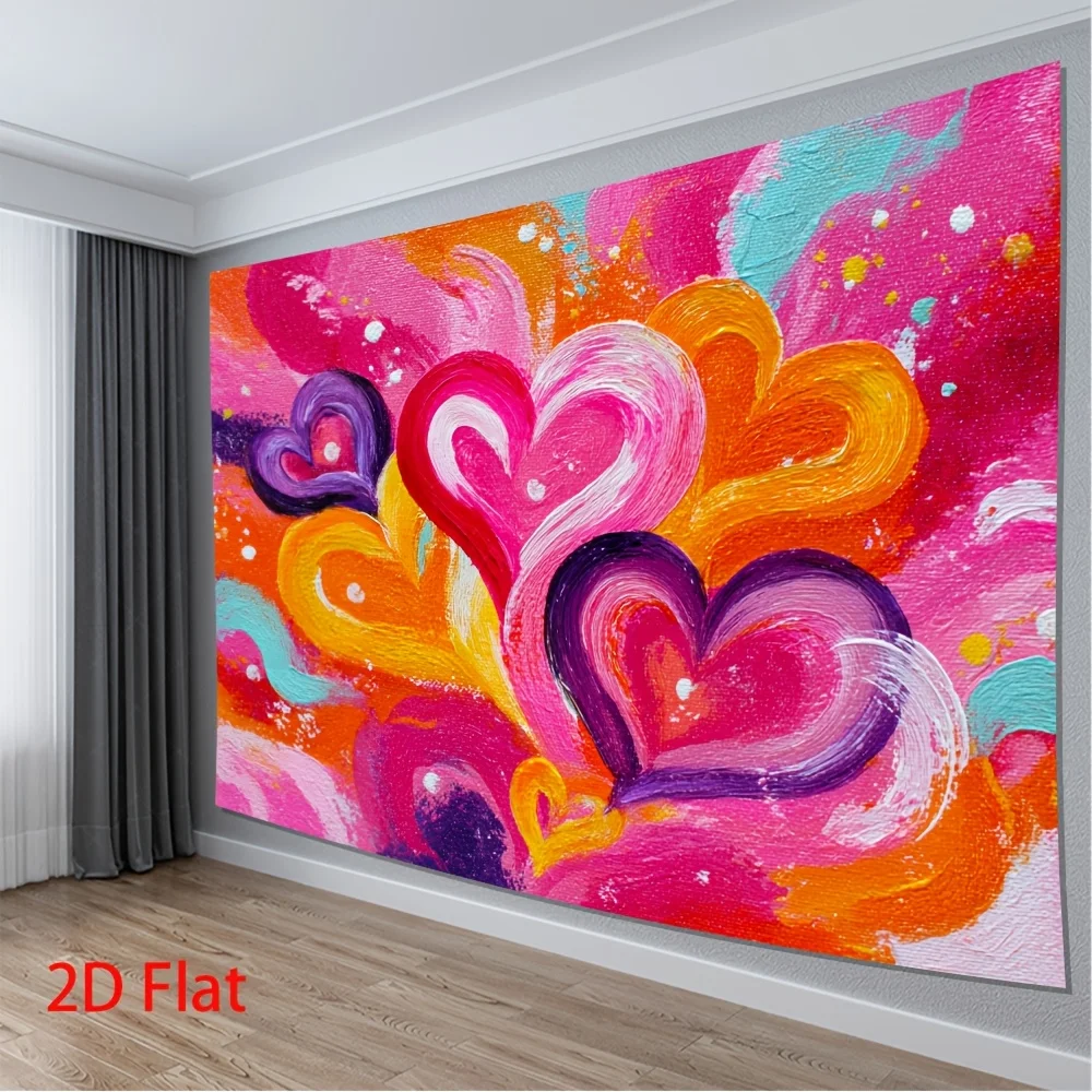 Vibrant Abstract Heart Paintings Wall Mural for Living Room Bedroom Decor Colorful Romantic Artistic Backdrop Modern Home Design