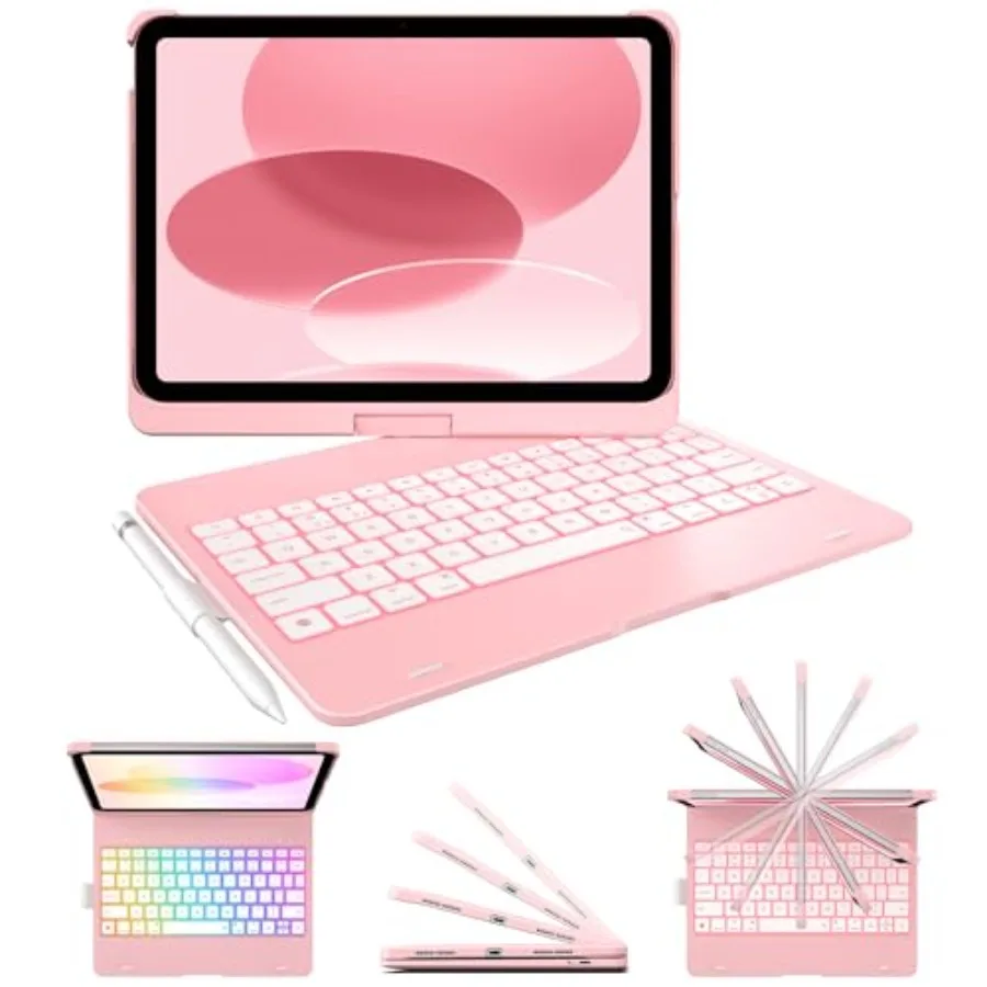 

Flexbook Keyboard Case for iPad 11th A16 2025 and iPad 10th Gen (10.9 2022) No Trackpad 11-Color Backlight 360 Rotatable 7 Use