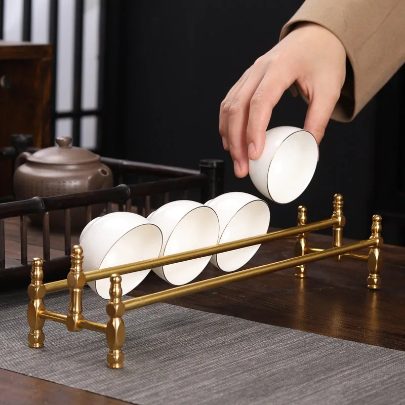 Kung Fu teacup  household rack high-grade drain cup storage rack Chinese cup drying  tea set accessories