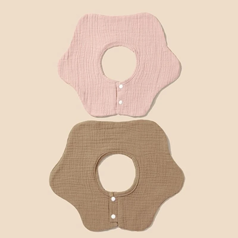 

J15U 2 шт. детские нагрудники для прорезывания зубов, дышащий слюнявчик, хлопковая ткань для отрыжки, в форме цветка, нагрудник