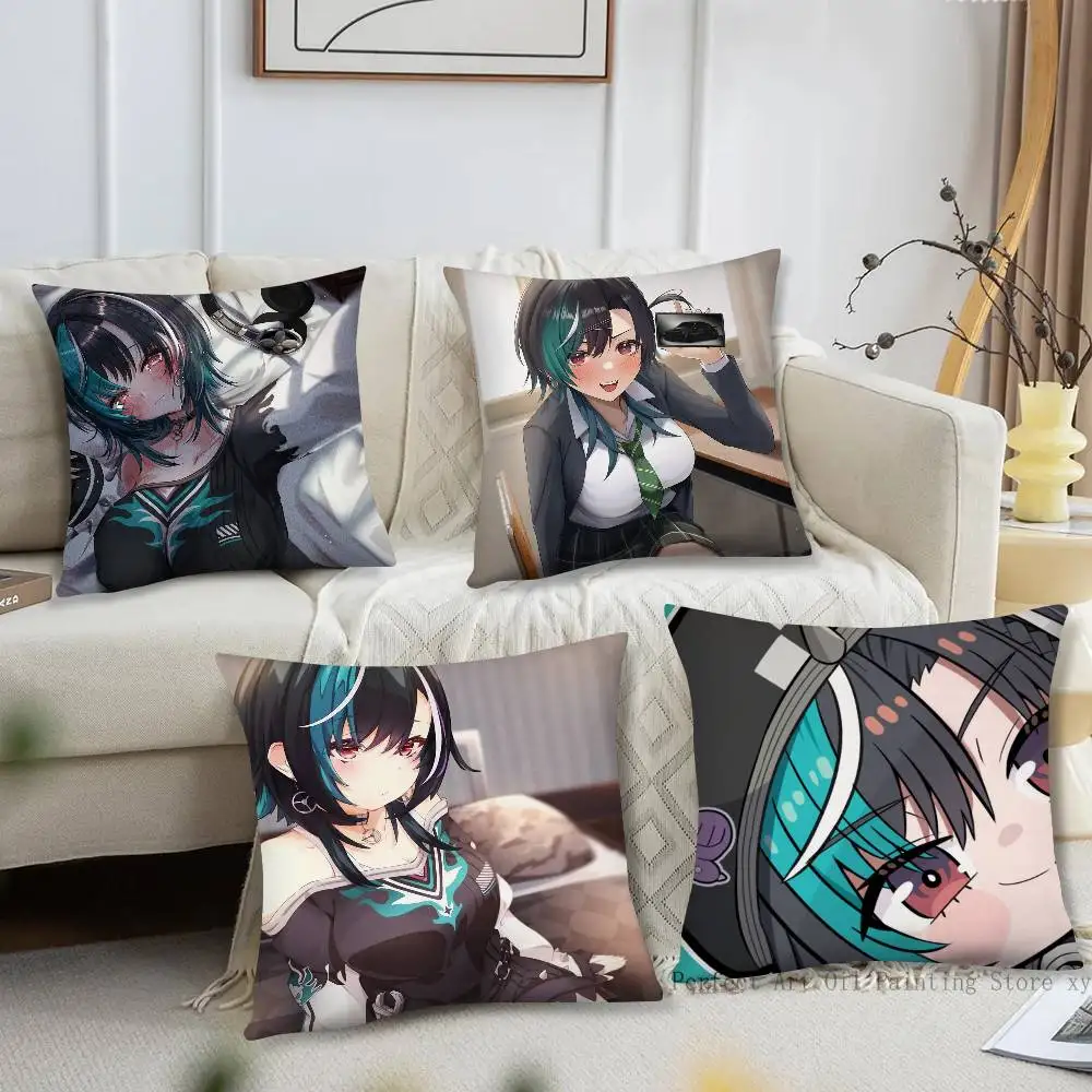 Rindou Chihaya Anime H-Hololive Pillow Case Fashion Square Pillowcase Bedroom Sofa Room Ins Decoration Leisure
