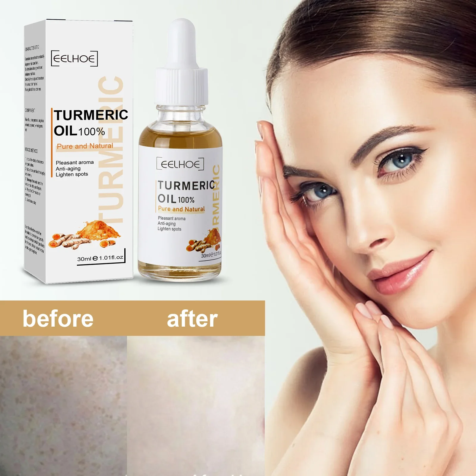 

Turmeric Serum Fade Dark Spot Freckle Remove Correction Essence Brighten Moisturizing Improves Redness Skin Tone Facial Serum