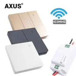 AXUS 1/2/3 GANG RF 433Mhz Wireless Wall Switch 86 Wall Panel Transmitter Safety Switch AC 110V 220V Relay Interruptor Light Lamp