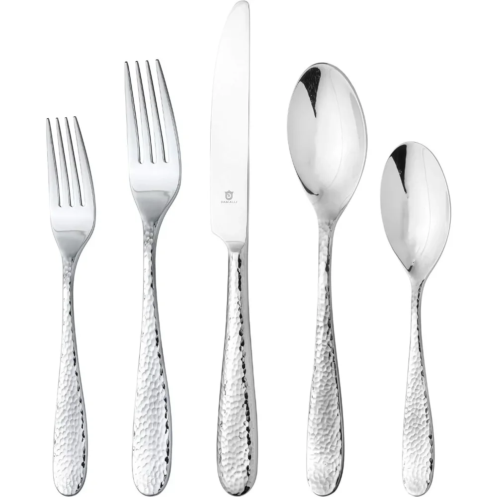 Utensils for Kitchen Cutlery Modern Hammered Flatware Set Dinnerware Sets 30 Piece Silverware Set For 6 French Tableware Spoons