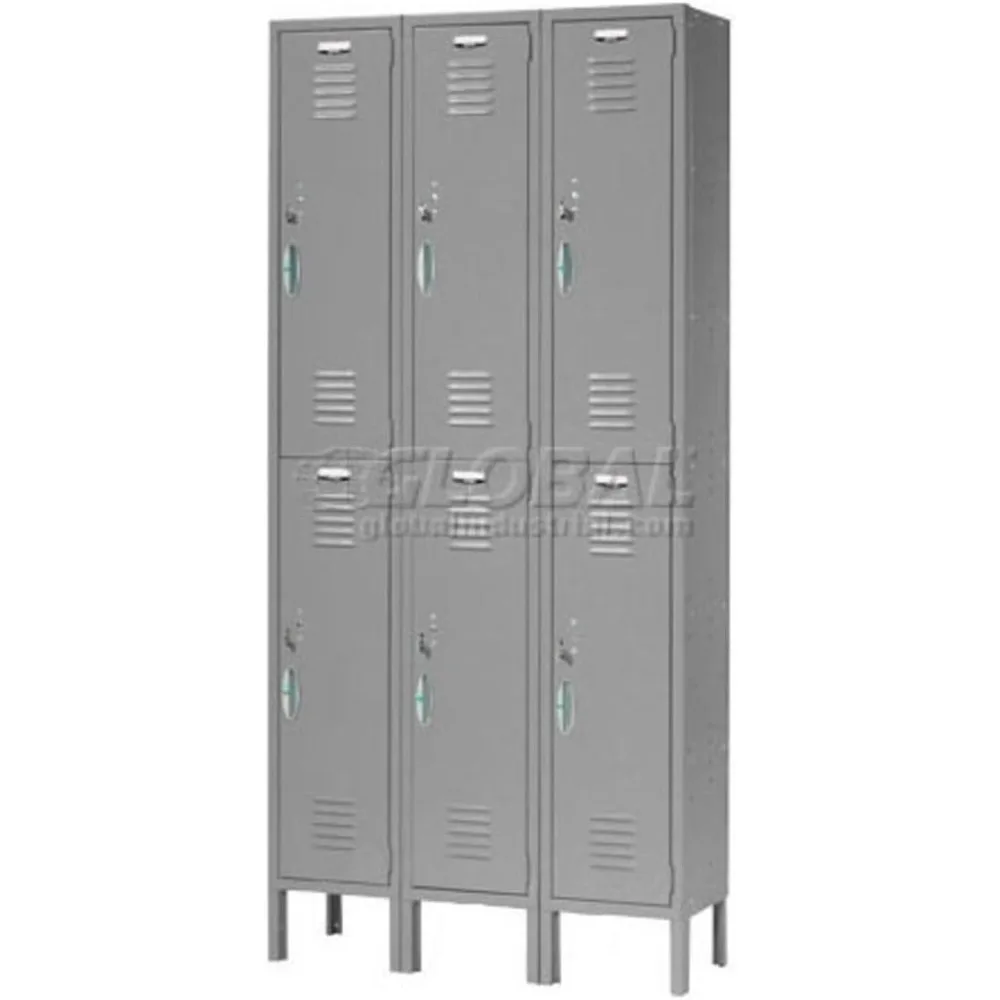 

Double Tier Locker, 36" W x 15" D x 78" H, 6 Door Unassembled, Gray