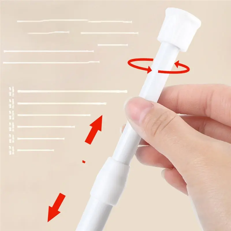 RALCA-No Drill Adjustable Telescopic Curtain Rod, Stainless Steel Tension Rod For Shower For Wardrobe Bathroom