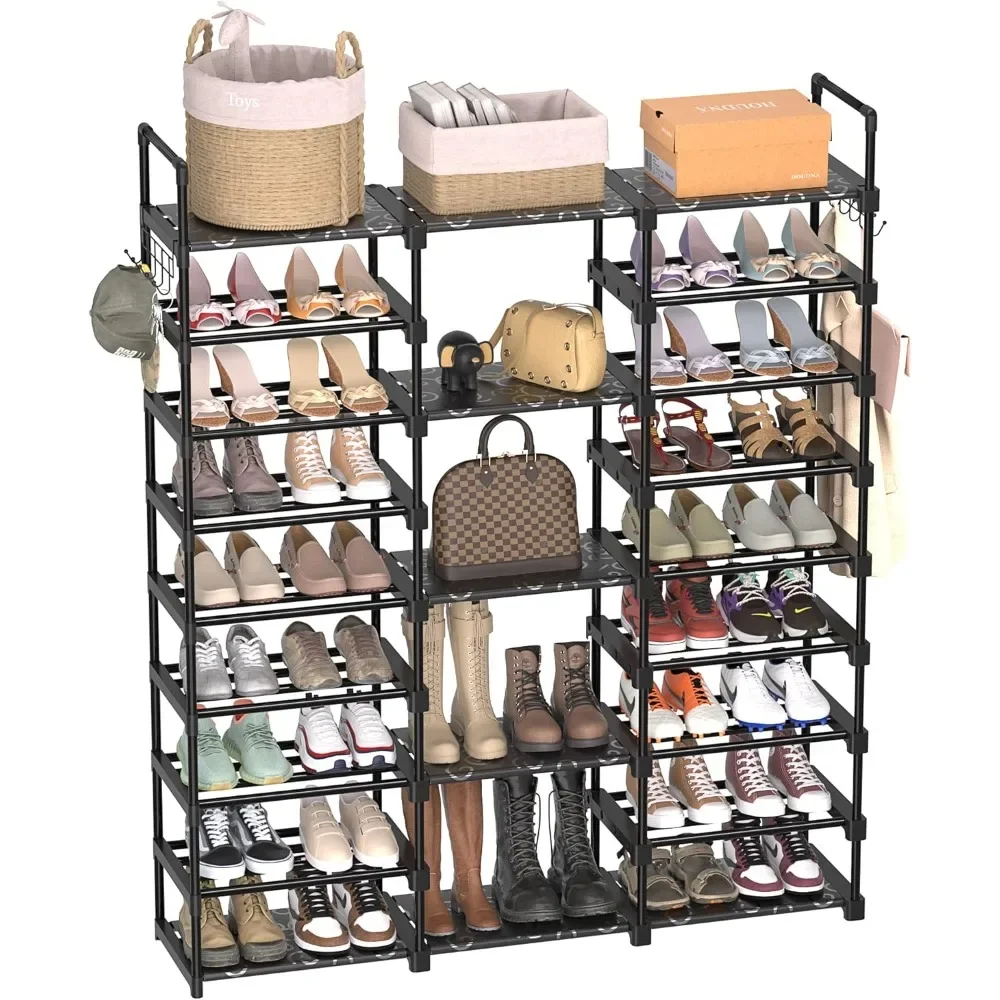 9 Tiers Rack Storage Organizer Shoe Shelf Organizer for Entryway Holds 50-55 Pairs Shoe and Boots, Stackable Shoe Cabinet