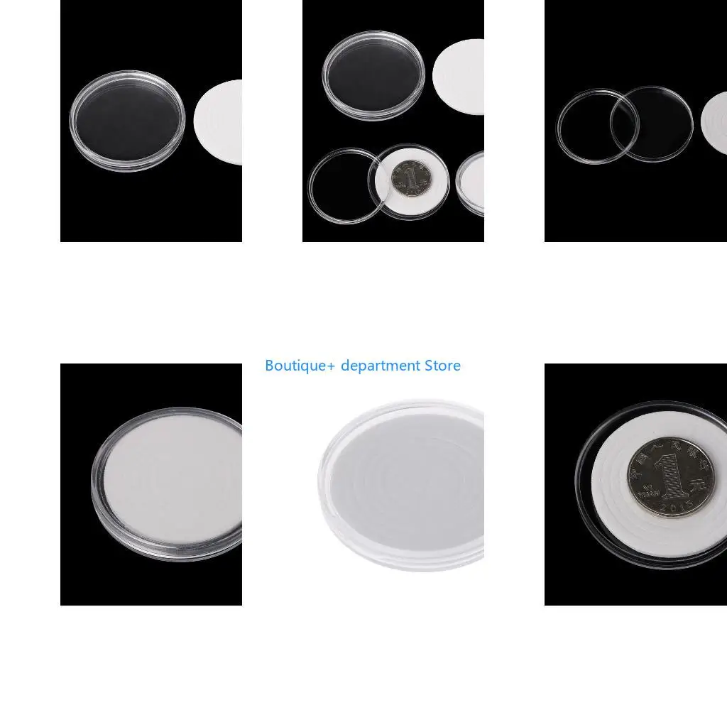 E1PD Acrylic Coin Storage Box Inner Pad Set Transparent Beauty Diamond Container for Jewelry Ring Earrings Capsules