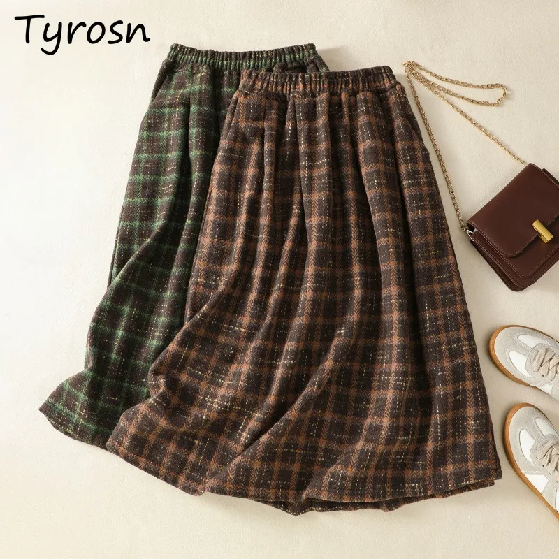 

Plaid Skirts Women Autumn Winter Midi Japanese Style Stylish Retro Schoolgirls Aesthetic Hipster Simple Leisure Baggy Prevalent