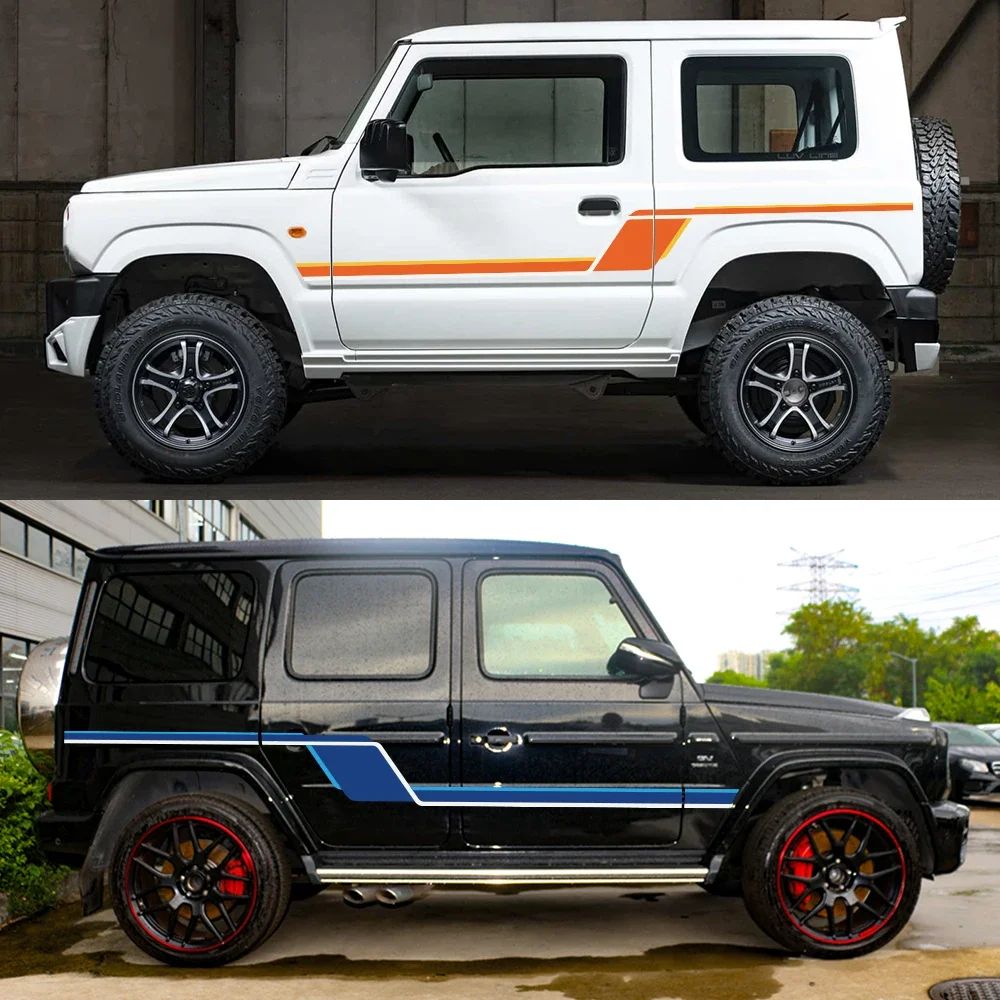 

For Suzuki Jimny 2PCS Car Side Door Stickers Vinyl Decorative Stickers Smooth Lines Racing Style Car Tuning Accessories