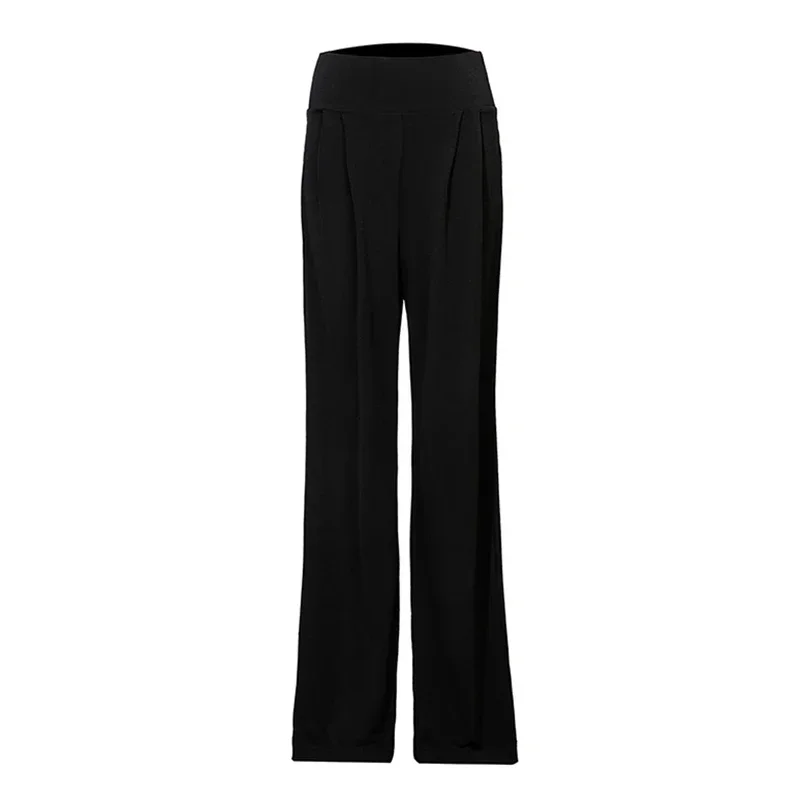 سراويل الرقص اللاتينية للسيدات البالغات عالية الخصر طريقة ارتداء مزدوجة أرجل واسعة سراويل ممارسة ملابس الرقص القياسية الوطنية الحديثة