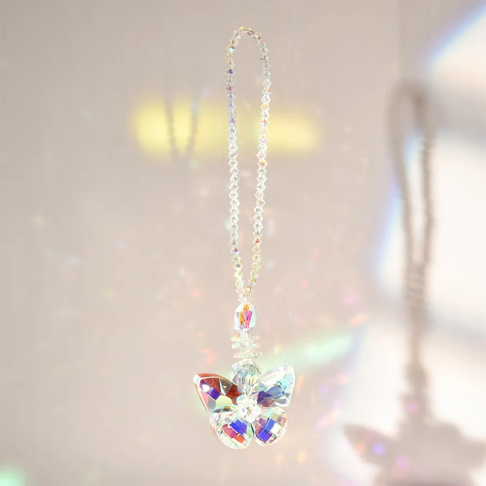 1pc Clear Crystal Butterfly Refraction Hanging  Pendants Glass Sun Catcher Chandelier Parts for Curtain Wedding Decoration
