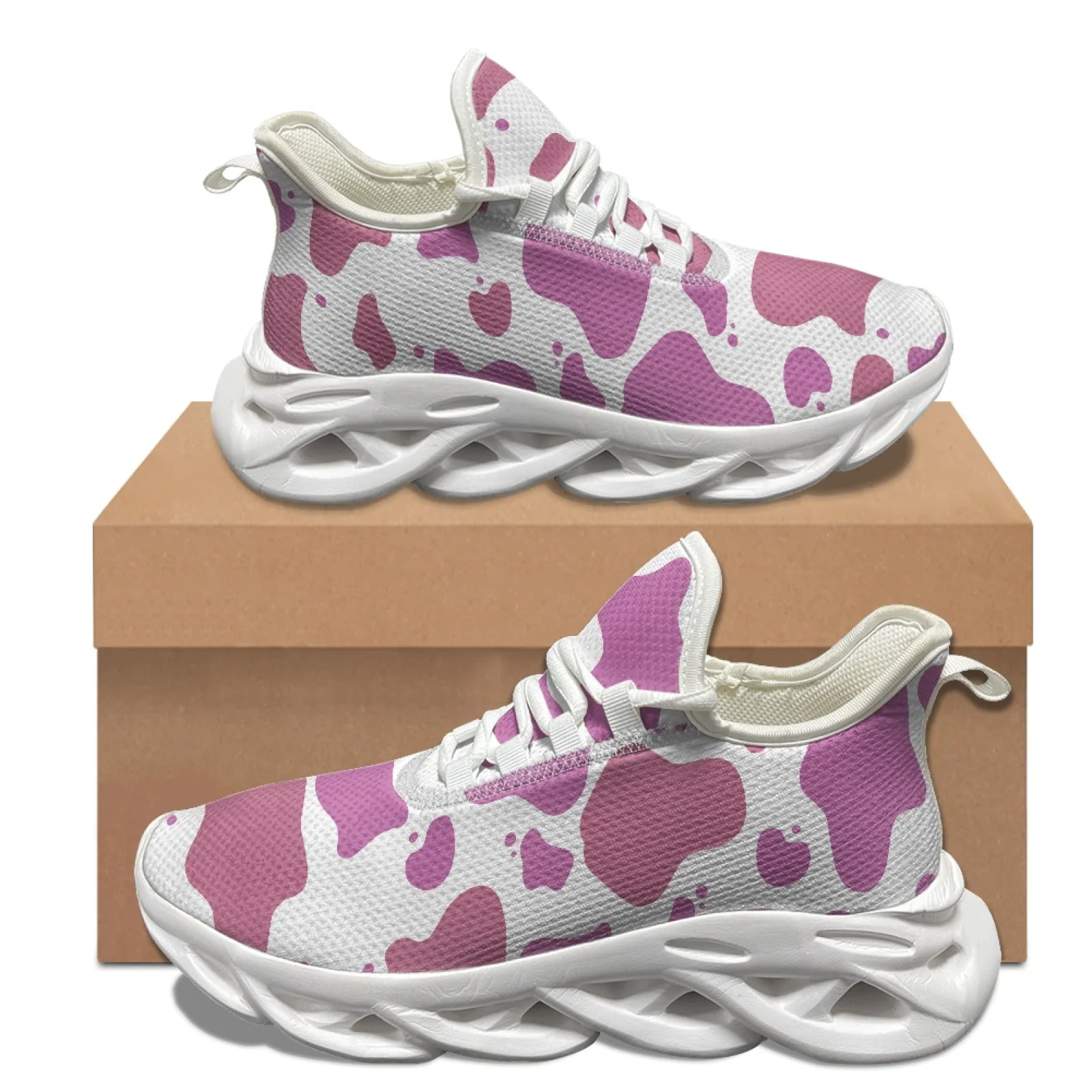 XIXIRIMIDO Blade Running Shoes Women's Lightweight Sneakers Men's Commuter Comfort Breathable Soft Lightweight Cow Print 35-48