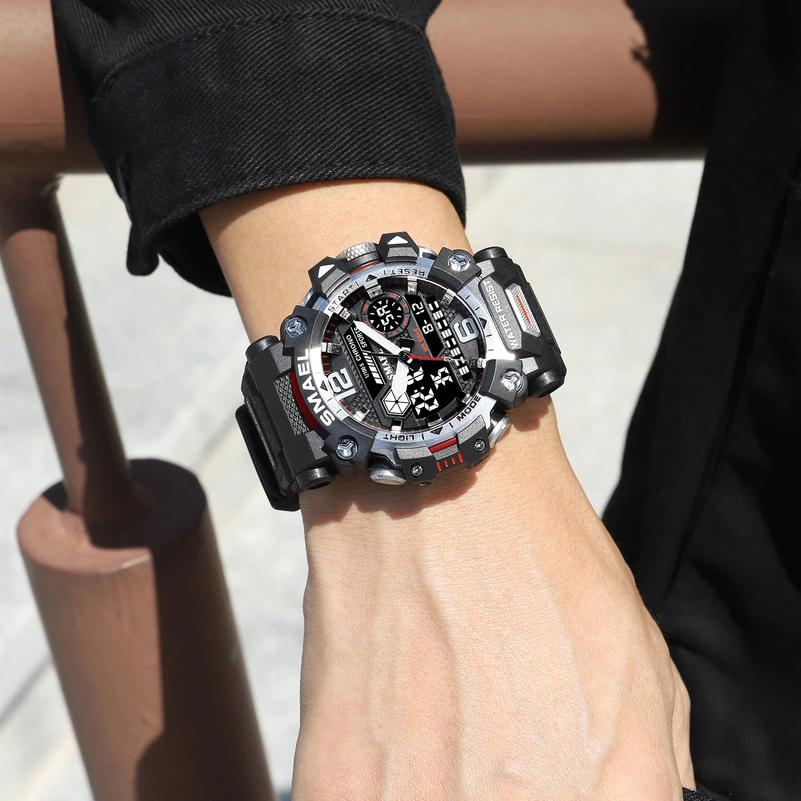 SMAEL 8072 الرجال مقاوم للماء الساعات Janpenese كوارتز كرونوغراف الثقيلة ساعة الرجال إنذار ساعة اليد الإلكترونية reloj de hombre #6