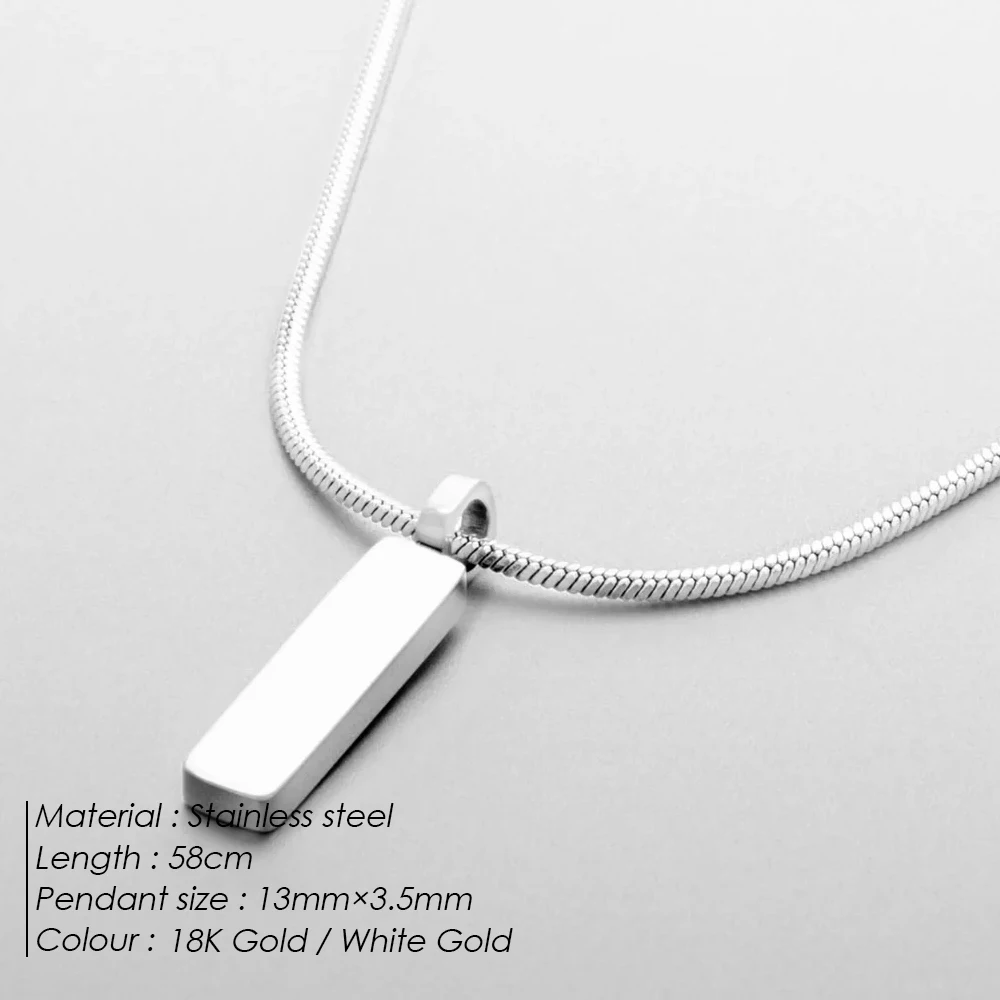 eManco White Gold Stainless steel Collarbone chain Simple fashion new 1MM square chain Necklace  does not lose color Wholesale J