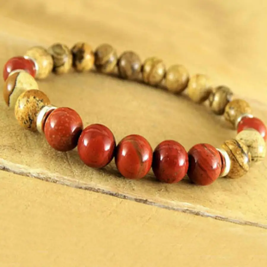 

Handmade Rhodochrosite bead bracelet,men's cuff button bracelet,Ramadan prayer bead,women's meditation,holiday gift,daily wear