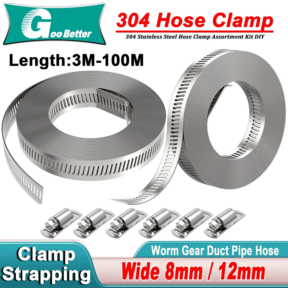 

Adjustable Large Hose Clamps Worm Gear Stainless Steel Clamp Fasteners Large Adjustable Worm Gear Band Hose