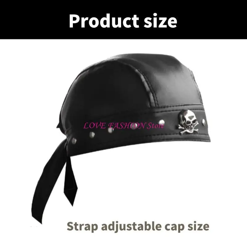 Hip Hop Grunge Photo Props Skull Durag for Dating Photography Cabbie Headwear Rivet Studded Hat Y166