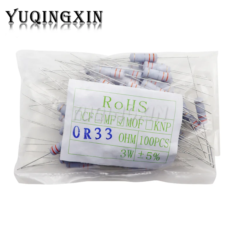 

100pcs 3W Metal oxide film Resistor 5% 1R - 10M 100R 220R 1K 2.2K 3.3K 4.7K 10K 22K 47K 100K 1M 100 220 330 ohm Carbon Film