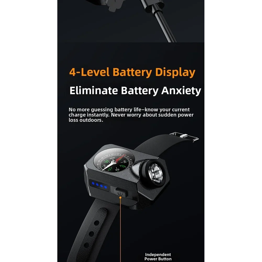 Type C Charged LED Wrist Light for Outdoor Enthusiasts Featuring 5 Modes High Medium Low Strobe SOS and Built in