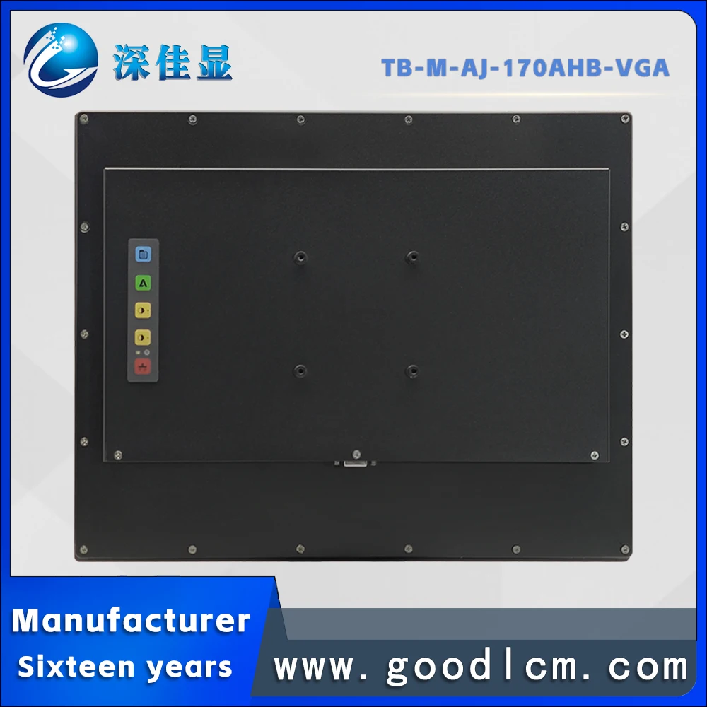 Resolution 1280X1024 embedded 17 inch industrial display with high-strength all metal frame VGA interface