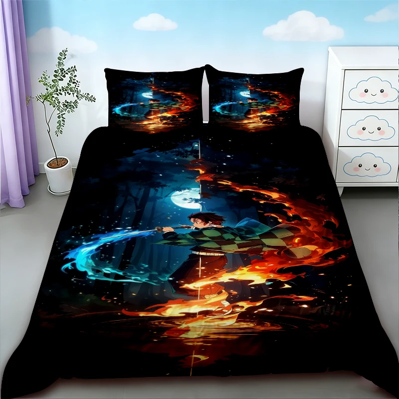 

Duvet Cover Kamado Nezuko Demon Slayer Bedding Set Set Bedspread Pillowcase King Queen Full Single Size Bed Linen Boys Teen Gift