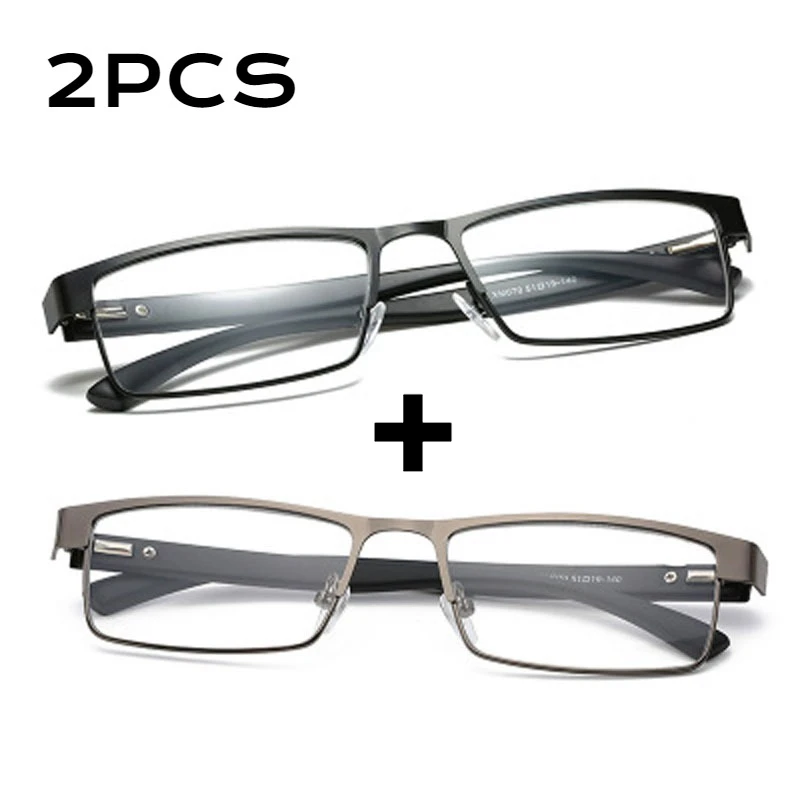 2PCS Hohe Qualität Edelstahl Lesebrille Männer Frauen Mode Presbyopie Brillen Business Hyperopie Anti Blau Licht Brillen
