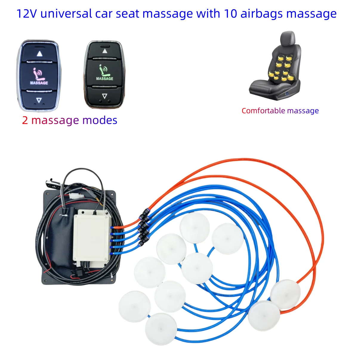 10 airbag Pneumatic Car Seat Pillows back Lumbar Support Back Massager Cushion for volkswagen Audi seat cover steering interior