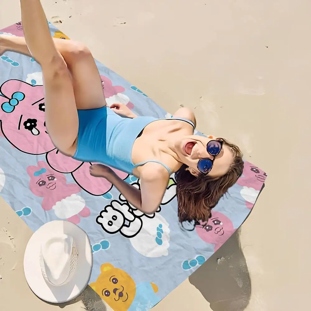Popular Cute O-Opanchu U-Usagi Beach Towel Colorful Bath Towels for Girl Microfiber Custom Sand Free Beach Yoga Spa Gym Pool