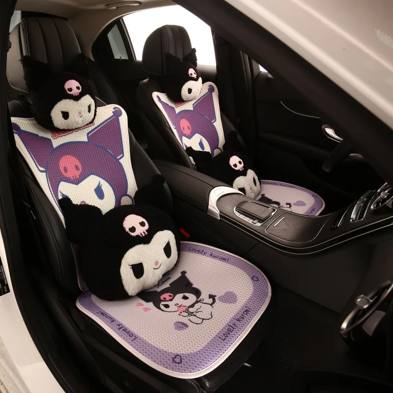 2024 Cute Cartoon Car Seat Cushion Protector Fashion Breathable Ice Silk Car Seat Cushion Cover Anti Slip Interior Accessories