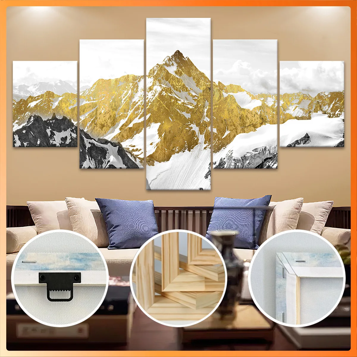 

5pcs Wooden Framed Canvas, Red Lantern Festival Art, Fashion Poster, Art for Home Decoration, Pattern Wall Art