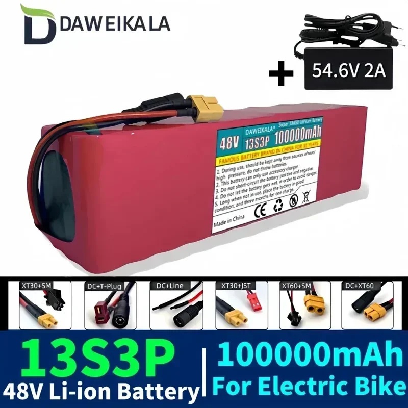 

New style@# 48V 13S3P 100000mAh Lithium ion Battery 1000W ，100Ah Lithium Ion Battery Pack For 54.6v Motorized Scooter BMS