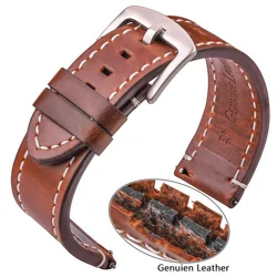 Retro Genuine Leather Watch Band Quick Release Handmade Strap Oil Wax Discoloration 18mm 20mm 22mm 24mm Casual Watchband