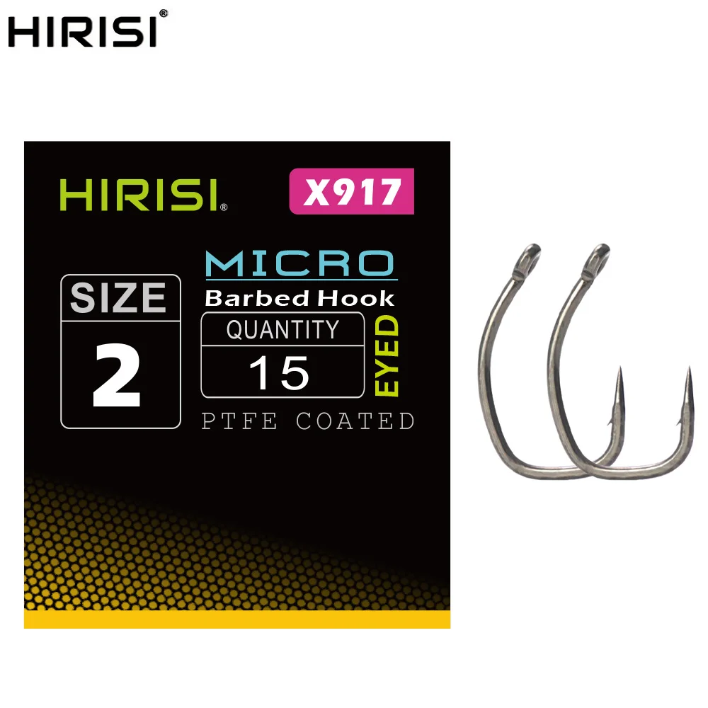 Hirisi 15 stücke Micro Barb Angelhaken PTFE Beschichtet High Carbon Stahl Für Karpfen Hohe Qualität Angeln Lieferungen Neue X917