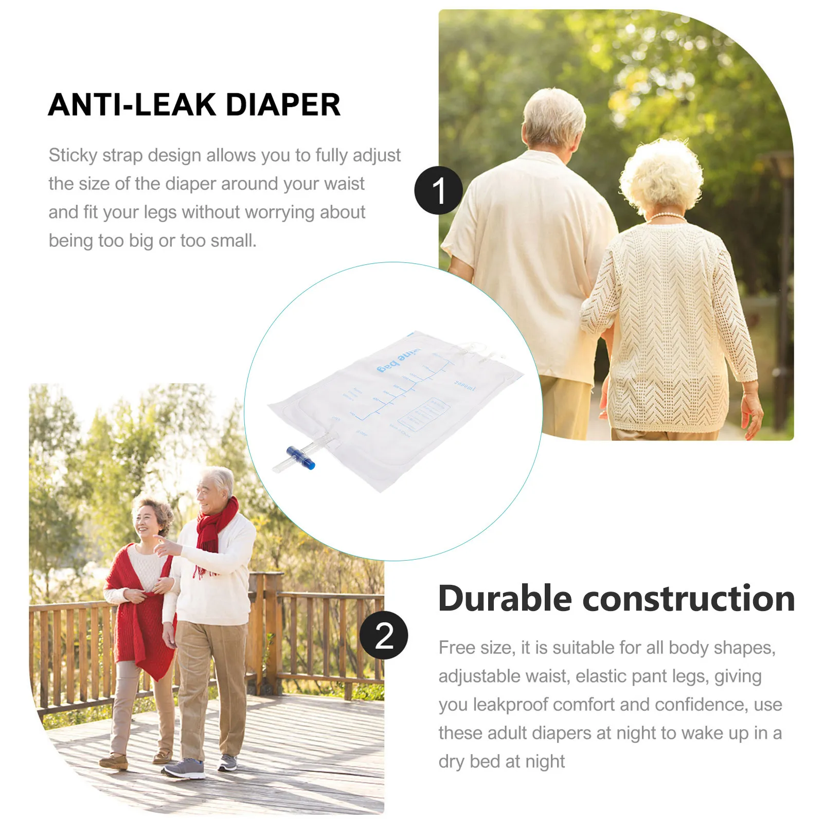 5Pcs Portable Bags Leak-Resistant Disposable Collection Bags for Elderly Incontinence Catheter Leg Bag