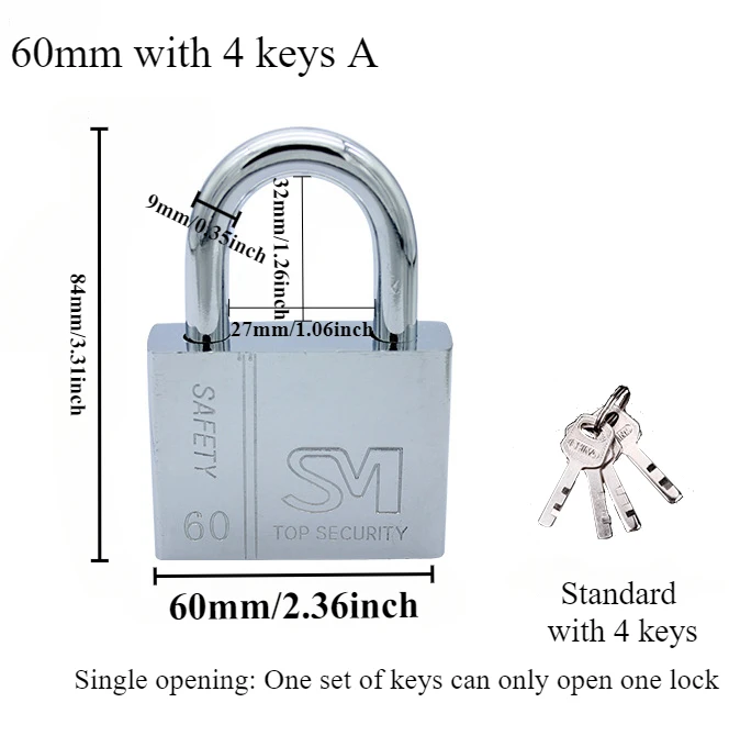 1PCS Heavy Padlock Dormitory Cabinet Drawer Anti-theft Lock Waterproof Rust Proof Small Latch Door Single Open Padlock