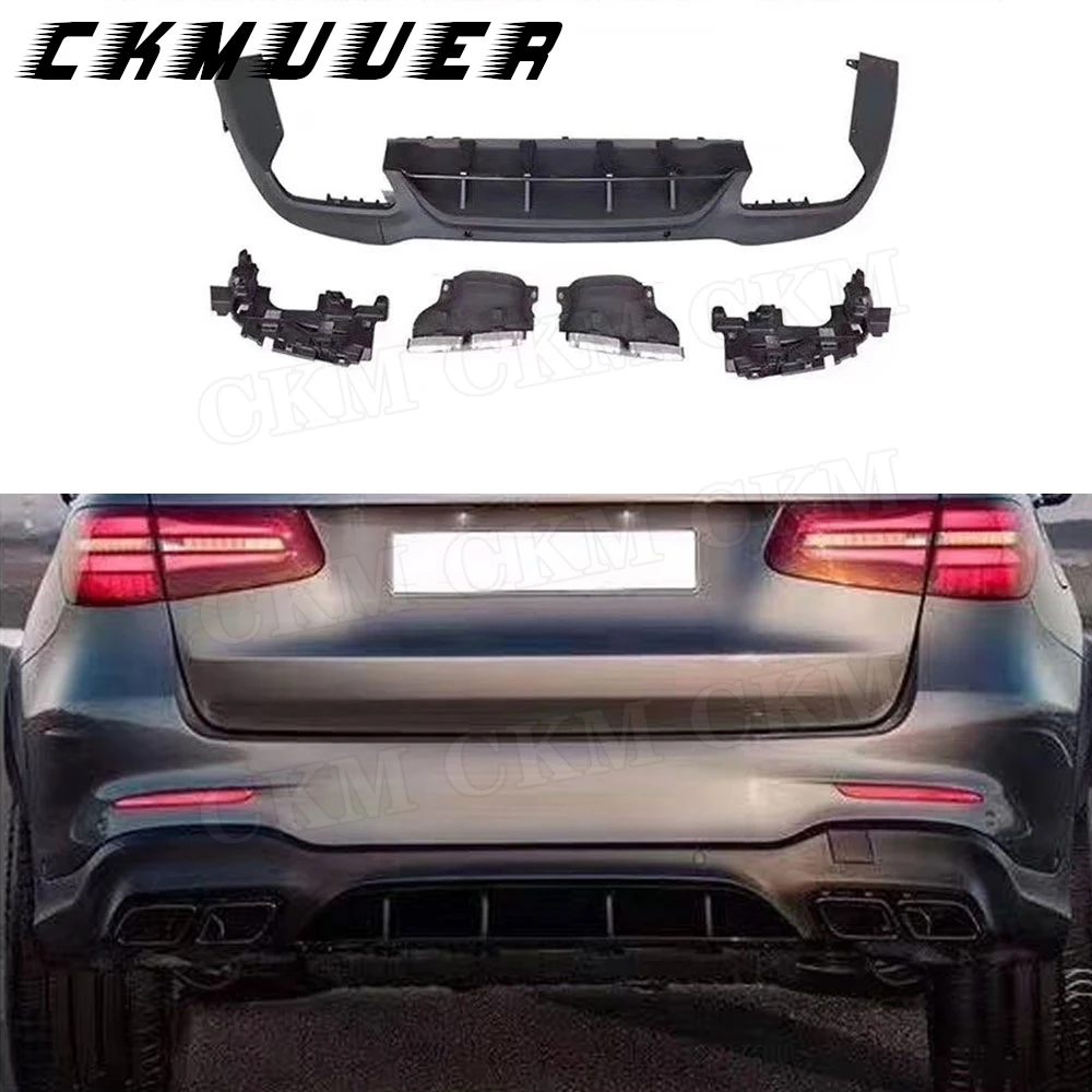 

CKMUUER Материал PP Диффузор для заднего бампера с насадками для выхлопных газов для Mercedes Benz GLC X253 Sport GLC 300 GLC250 GLC43 2017-2019