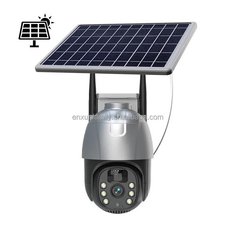 Smart 4G Solar Powered 3MP Battery IP PTZ Security Camera two way audio Wireless Out