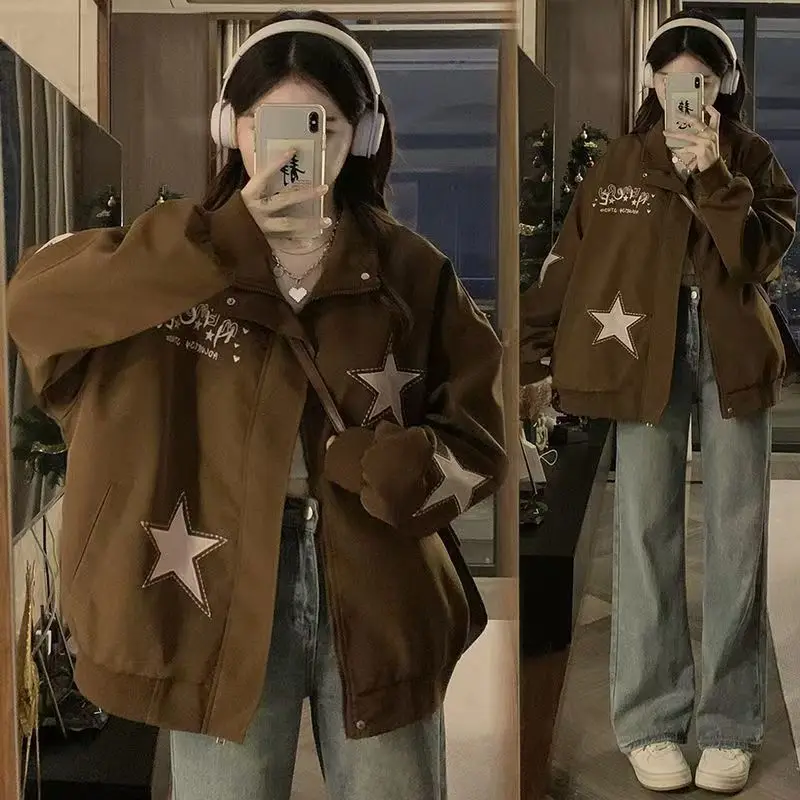 

Women'S Demi-Season jackets Length White Simple Couple Pure Comfortable Collared Shoulder Stylish Olive Green Single-Layer