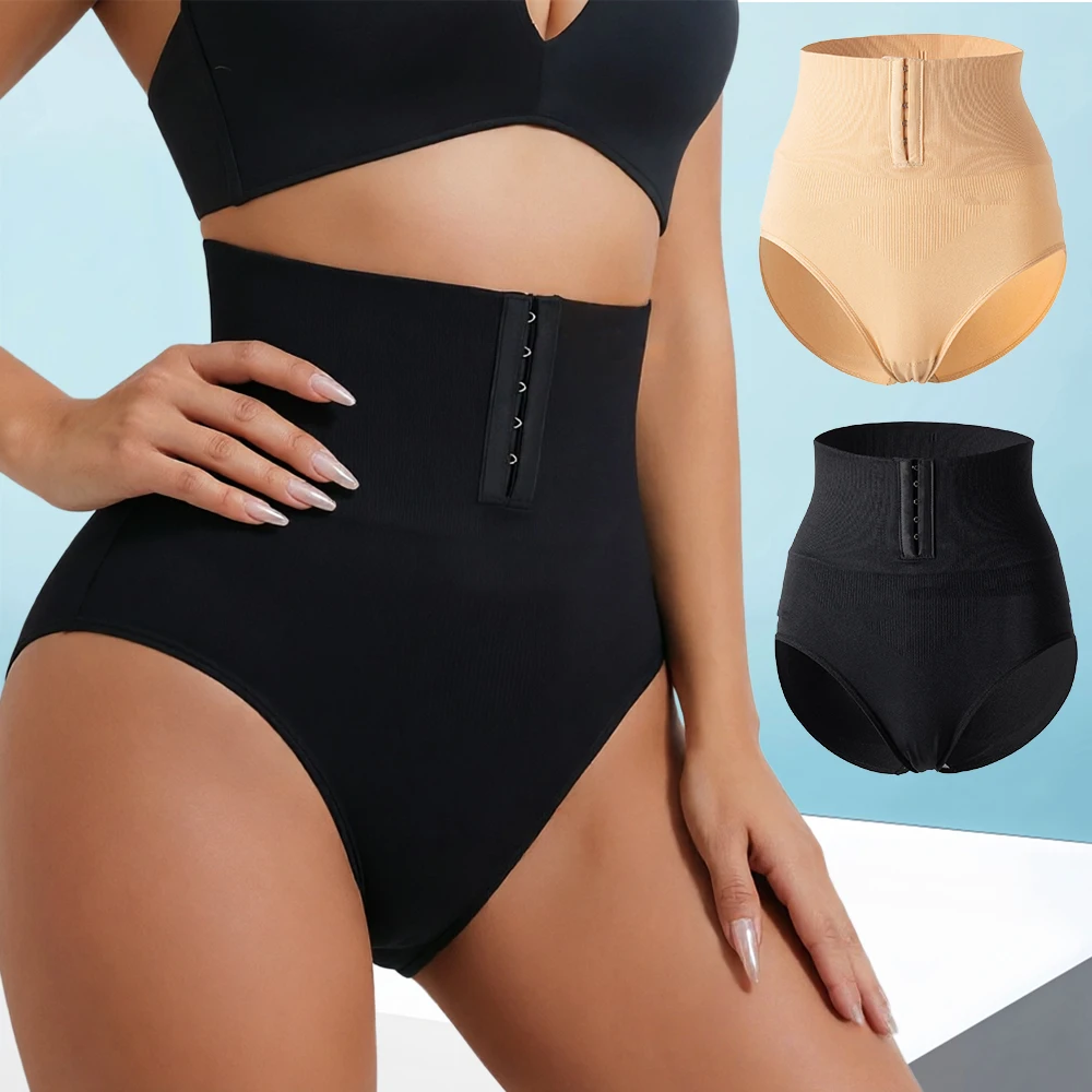 1-2 Stück Damen-Shapewear-Shorts mit hoher Taille, Bauchkontrollhöschen mit Haken- und Ösenverschluss, Po-Lifter, Taillentrainer, schlankmachende Unterwäsche