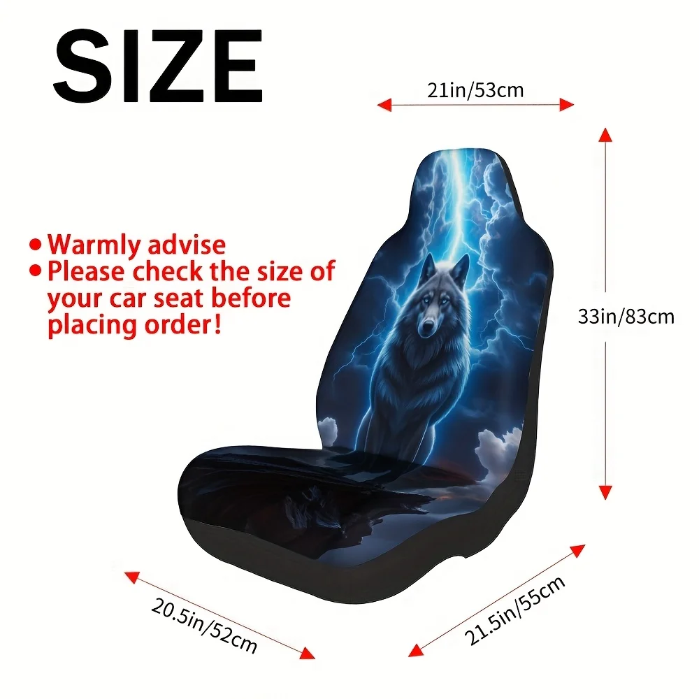 2pcs, Fantasy Wolf Mountain Landscape Art Print Front Seat Covers, Soft And Foldable, Universal Fit For Driver And Passenger Sea