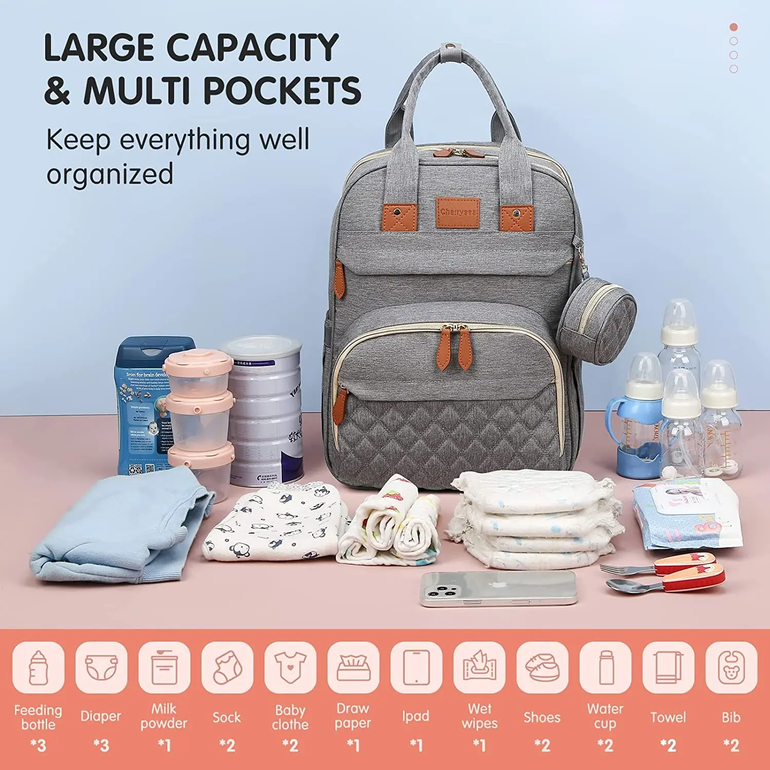 Diapers Bags Mommy Baby Backpack Bed Waterproof Travel Bag Changing Pad Shade Mosquito Net USB Charging Sac A Langer Bébé