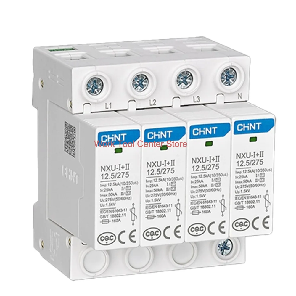 Original AC Surge Protector Device SPD Relay NXU-I+II 12.5kA/275V/385Voltage 3P+N 4P Smart Switch Electrical Accessories Breaker